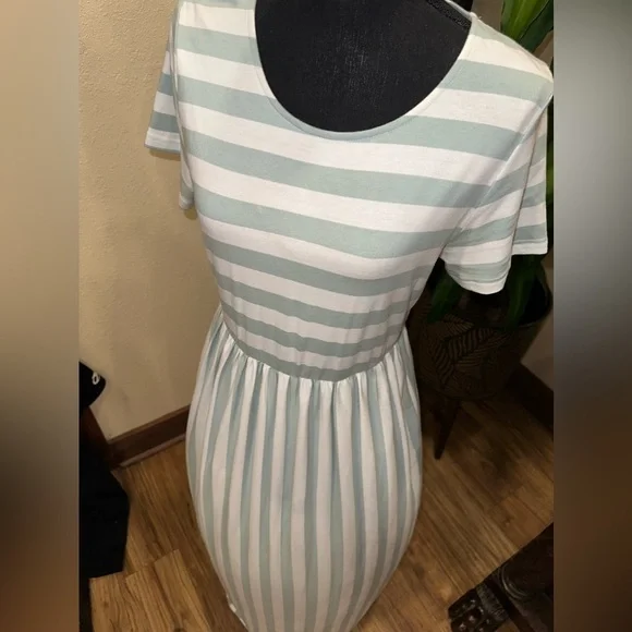 Jodifl Super Long Maxi Dress Stripes White Green Size M - Picture 7 of 10